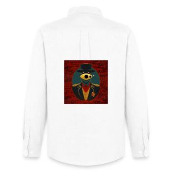 Conspiracy 02 - Men's Oxford Shirt by Stanley/Stella - white - Back - AI Model Male 185 dark (185cm)