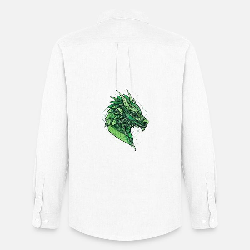 Stilisierter, geometrischer Drache - Männer Oxford Hemd von Stanley/Stella - Weiß