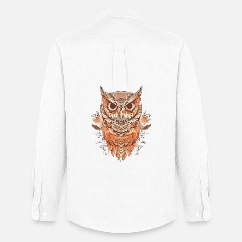 Muster Eule - Männer Oxford Hemd von Stanley/Stella - Weiß