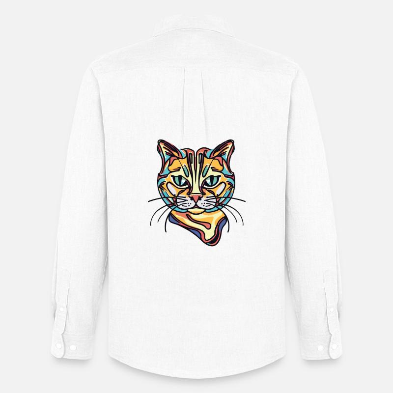 Bunte Katze - Männer Oxford Hemd von Stanley/Stella - Weiß