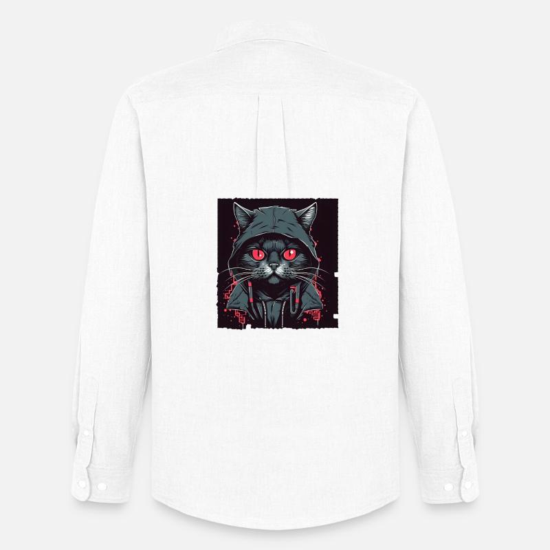Hacker cat - Männer Oxford Hemd von Stanley/Stella - Weiß