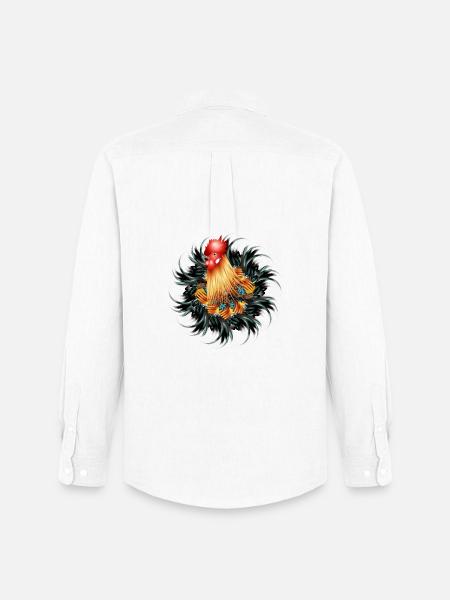 magnificent rooster in feather frame - Men's Oxford Shirt by Stanley/Stella - white
