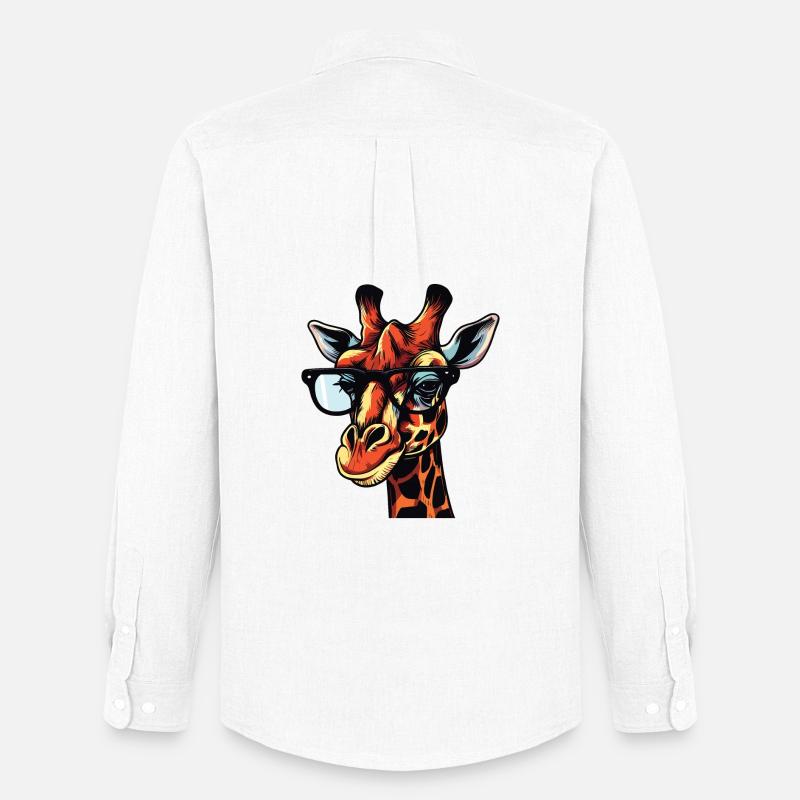 Cartoon Comic Giraffe Design - Männer Oxford Hemd von Stanley/Stella - Weiß