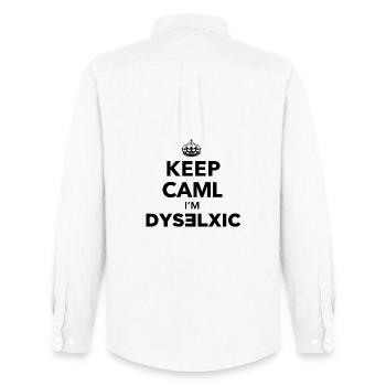 Keep Calm dislexic - Men's Oxford Shirt by Stanley/Stella - white - Back - AI Model Male 185 dark (185cm)