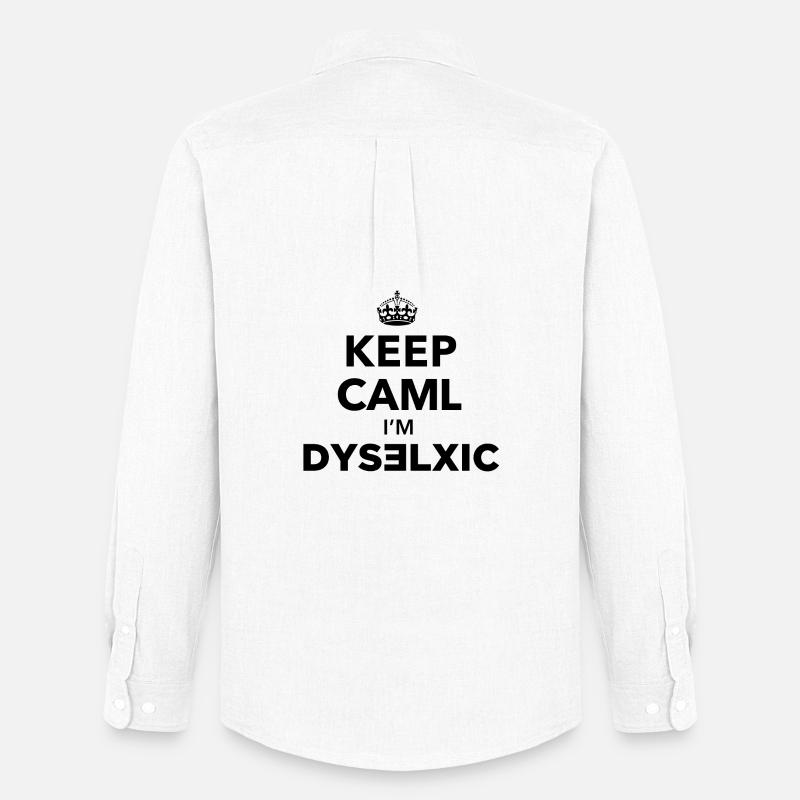 Keep Calm Dislexic - Männer Oxford Hemd von Stanley/Stella - Weiß