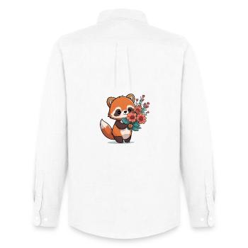 roter Panda mit Blumen - Männer Oxford Hemd von Stanley/Stella - Weiß - Hinten - AI Model Male 185 dark (185cm)