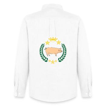 Cochon taché dans une couronne de laurier - Chemise Oxford homme Stanley/Stella - blanc - Dos - AI Model Male 185 dark (185cm)