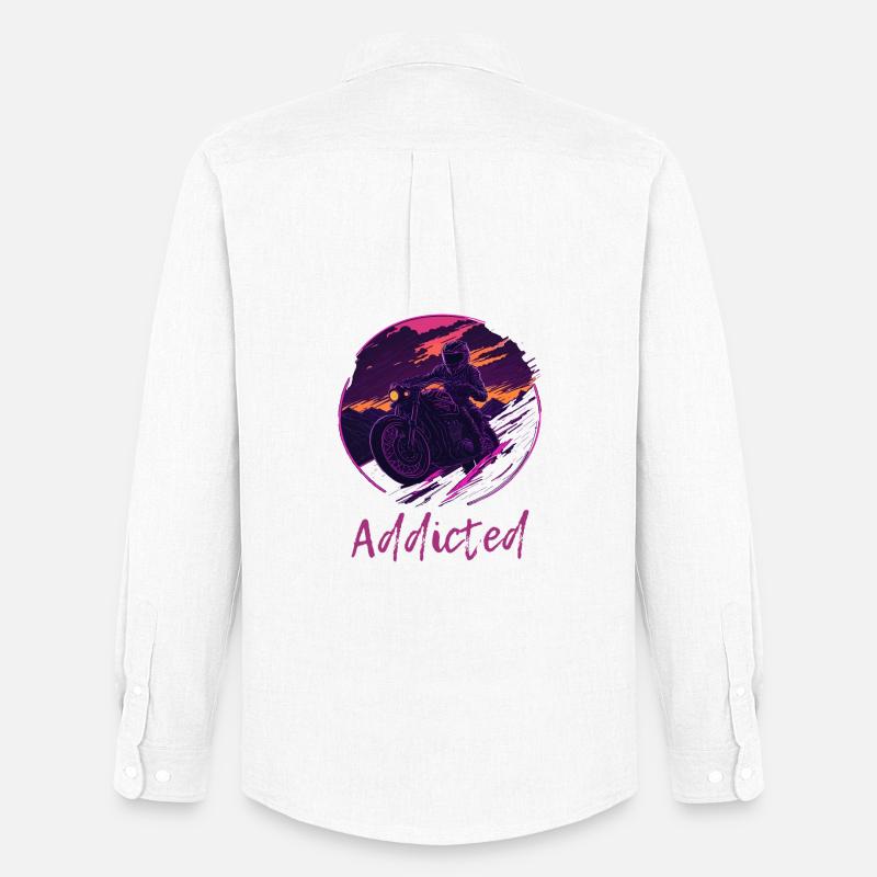 Synthwave Motorcycle Addicted - Männer Oxford Hemd von Stanley/Stella - Weiß
