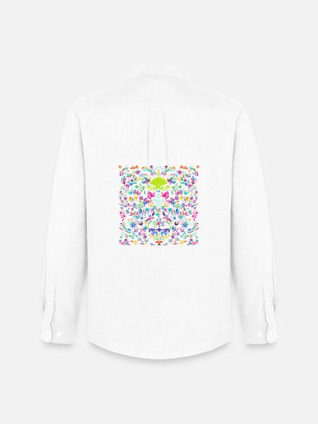 Vibrant animal and plant patterns. Otomi - Men's Oxford Shirt by Stanley/Stella - white
