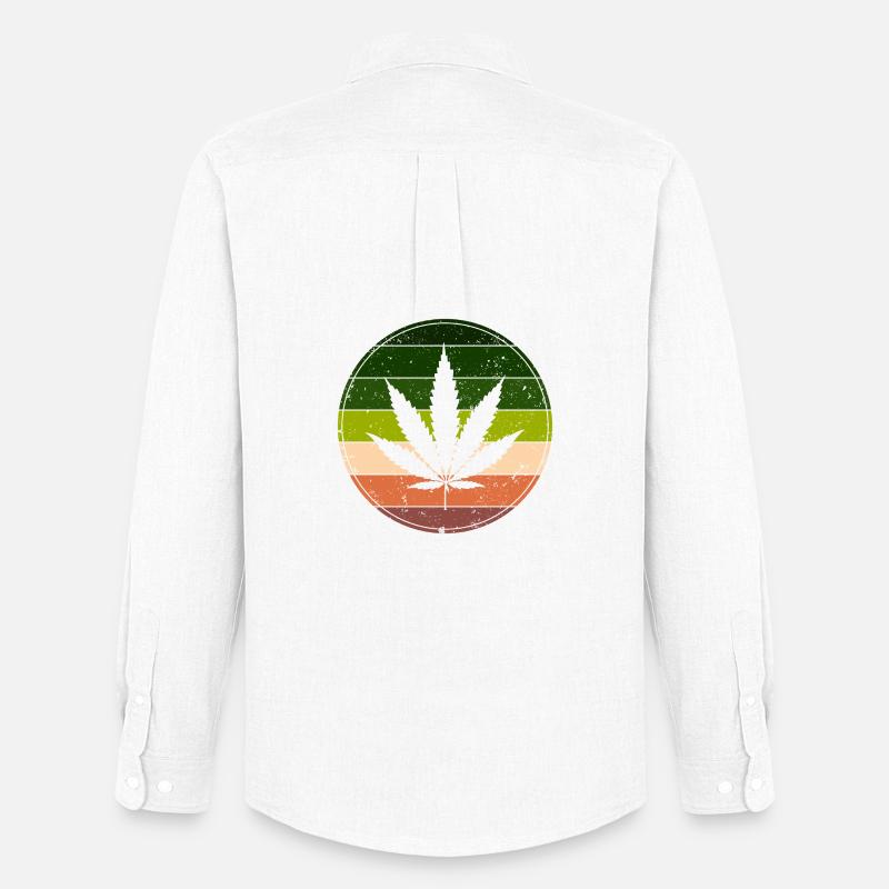 Retro Rainbow Cannabis Runde - Männer Oxford Hemd von Stanley/Stella - Weiß