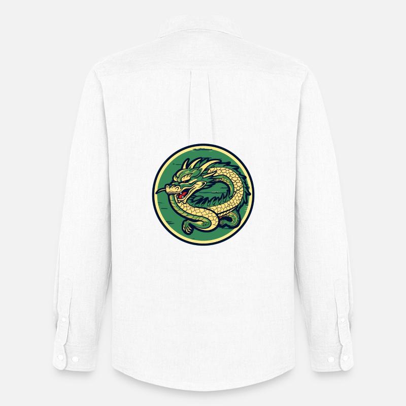 Dragon Crest Circle Patch - Männer Oxford Hemd von Stanley/Stella - Weiß
