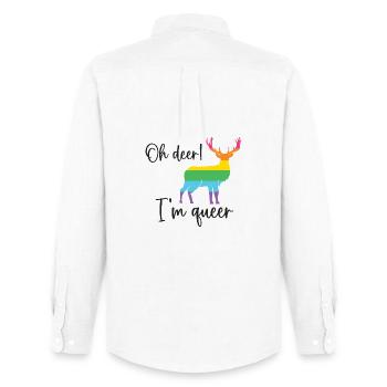 Pride Month LGBTQ - Oh Deer I'm Queer! - Men's Oxford Shirt by Stanley/Stella - white - Back - AI Model Male 185 dark (185cm)