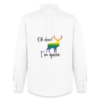 Pride Month LGBTQ - Oh Deer I'm Queer! - Men's Oxford Shirt by Stanley/Stella - white - Back - AI Model Male 185 dark (185cm)