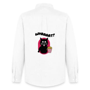 Popcorn Cinema Theater Streaming Cat Movie Night - Men's Oxford Shirt by Stanley/Stella - white - Back - AI Model Male 185 dark (185cm)