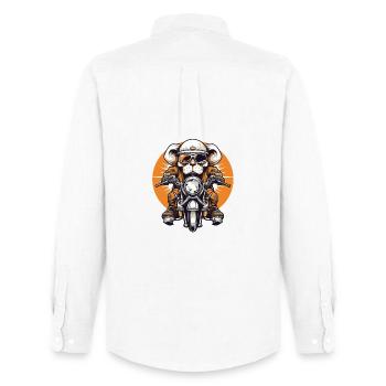 Hund auf Motorrad - Männer Oxford Hemd von Stanley/Stella - Weiß - Hinten - AI Model Male 185 dark (185cm)