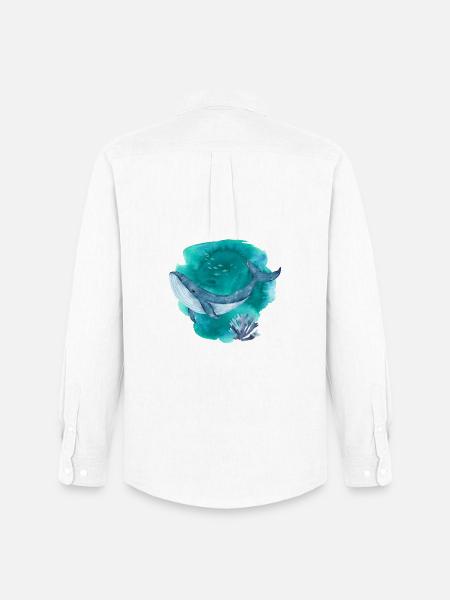 Blauwal Aquarell – Ocean Wildlife Art - Männer Oxford Hemd von Stanley/Stella - Weiß