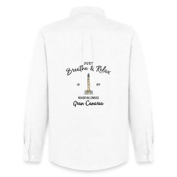 Gran Canaria, Relax, Maspalomas, Spain - Men's Oxford Shirt by Stanley/Stella - white - Back - AI Model Male 185 dark (185cm)