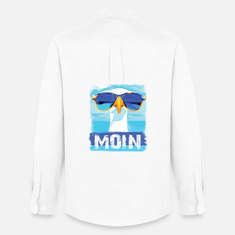 Moin Möwe - blue white Möwen Collection - Männer Oxford Hemd von Stanley/Stella - Weiß