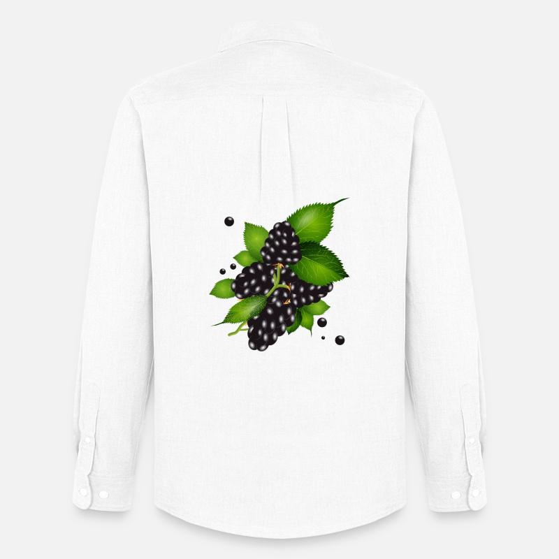 wunderschöne dunkelviolette Brombeeren mit Blätter - Männer Oxford Hemd von Stanley/Stella - Weiß