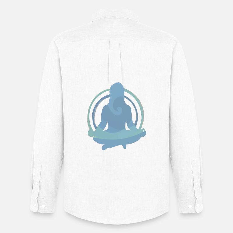 Boho Yoga Meditation Silhouette Design - Männer Oxford Hemd von Stanley/Stella - Weiß