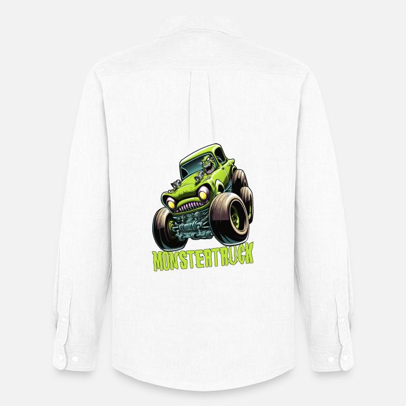 Monstertruck Comic Geschenk - Männer Oxford Hemd von Stanley/Stella - Weiß