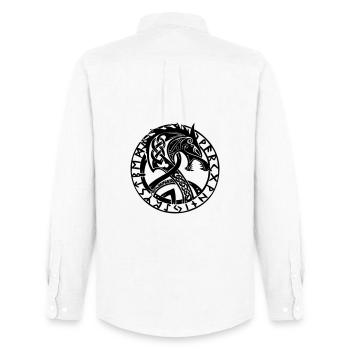 Fenrir and Runes - Men's Oxford Shirt by Stanley/Stella - white - Back - AI Model Male 185 dark (185cm)