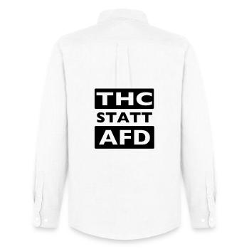 THC STATT AFD - Männer Oxford Hemd von Stanley/Stella - Weiß - Hinten - AI Model Male 185 dark (185cm)