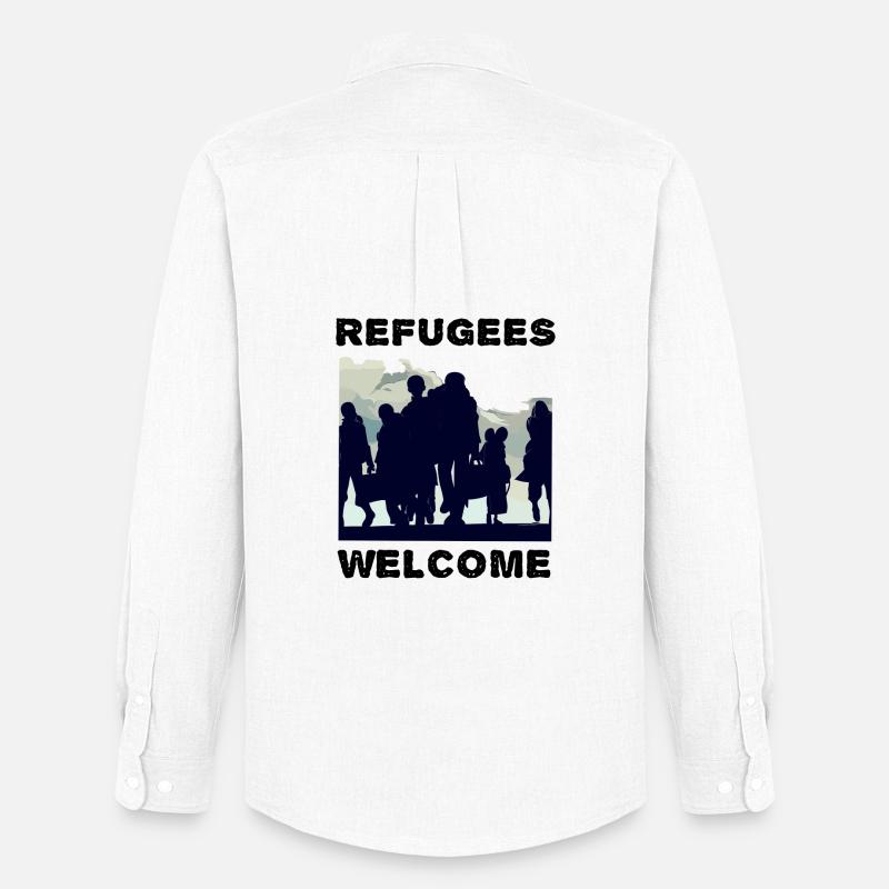 Flüchtlinge Willkommen Solidarität - Männer Oxford Hemd von Stanley/Stella - Weiß