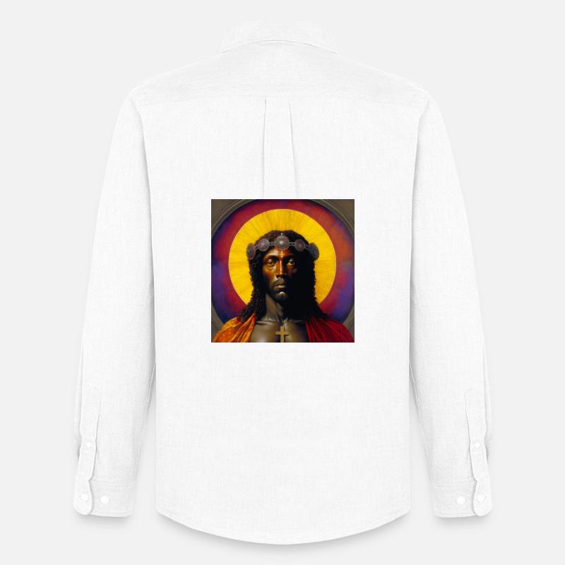 Schwarzer Jesus 01 - Männer Oxford Hemd von Stanley/Stella - Weiß