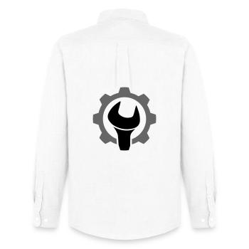 Gear / gear wheel and wrench - Men's Oxford Shirt by Stanley/Stella - white - Back - AI Model Male 185 dark (185cm)