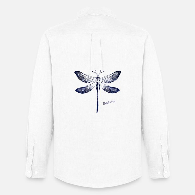 Tiefblaue Libellen Silhouette - Männer Oxford Hemd von Stanley/Stella - Weiß
