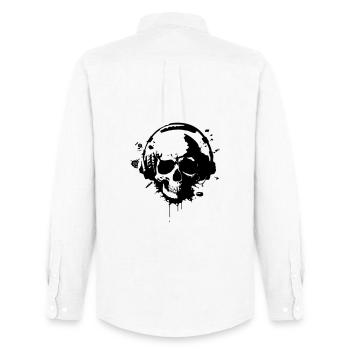 Skull with Helmet (Gamer Skull) - Men's Oxford Shirt by Stanley/Stella - white - Back - AI Model Male 185 dark (185cm)