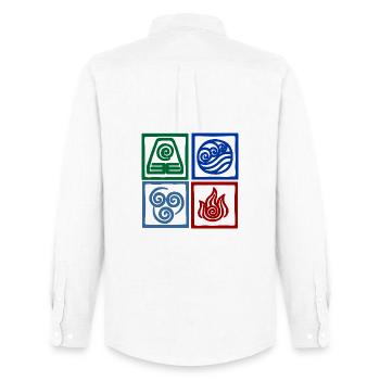 Symboles de la nation Logo de la place des quatre forces - Chemise Oxford homme Stanley/Stella - blanc - Dos - AI Model Male 185 dark (185cm)