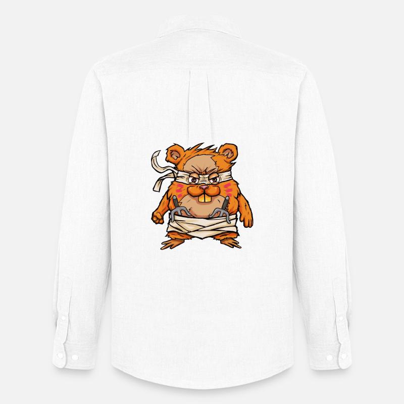 Kawaii Samurai Hamster mit Hamjitsu Schwert - Männer Oxford Hemd von Stanley/Stella - Weiß