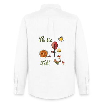Hello Fall - Men's Oxford Shirt by Stanley/Stella - white - Back - AI Model Male 185 dark (185cm)