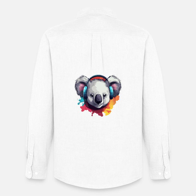 Koala mit Kopfhörer Koalabären - Männer Oxford Hemd von Stanley/Stella - Weiß