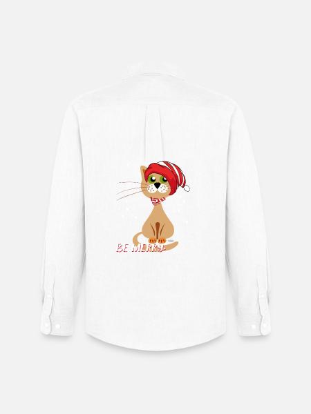 sois Joyeux Chat de Noël - Chemise Oxford homme Stanley/Stella - blanc