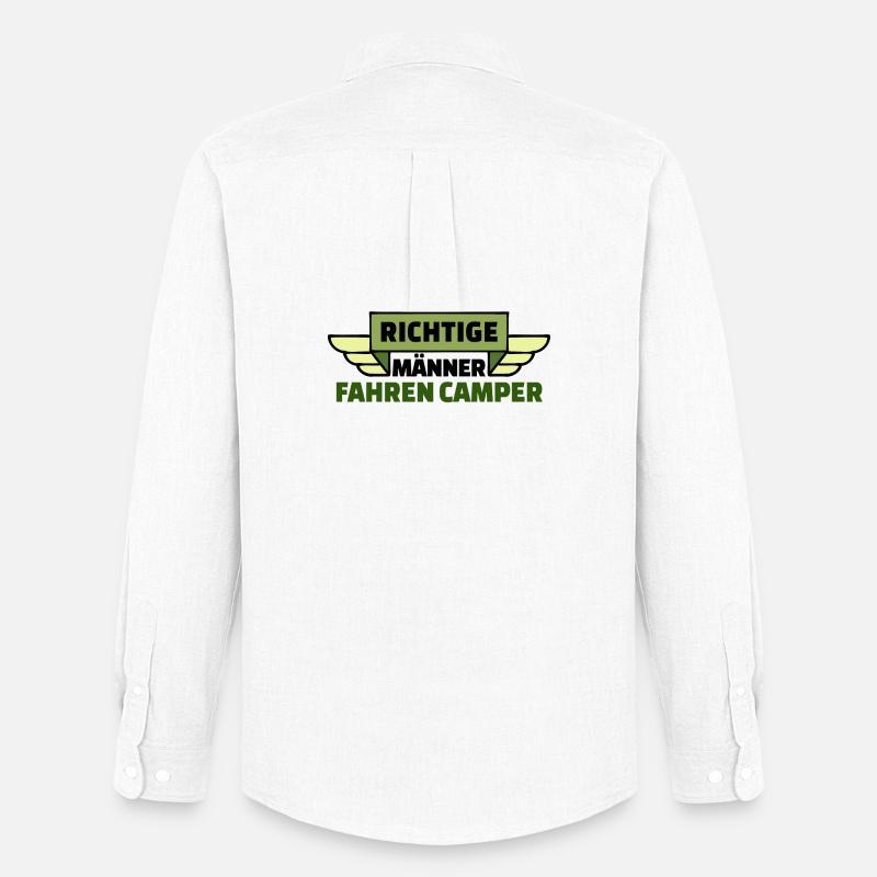 Wanderer Camping Camper Wohnwagen Statement - Männer Oxford Hemd von Stanley/Stella - Weiß