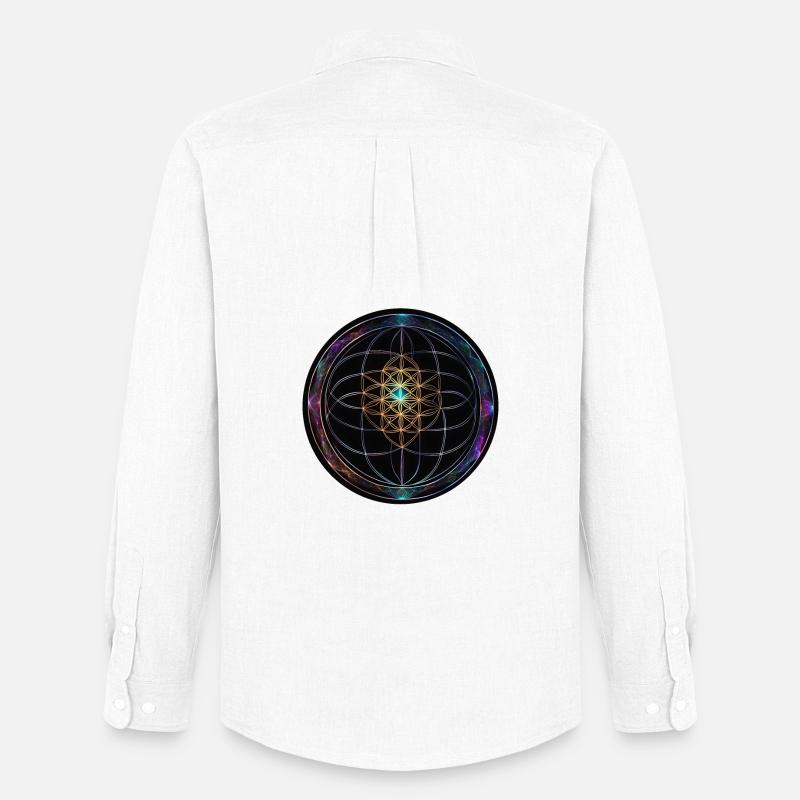 Metatron Scheiben Mandala Glow - Männer Oxford Hemd von Stanley/Stella - Weiß