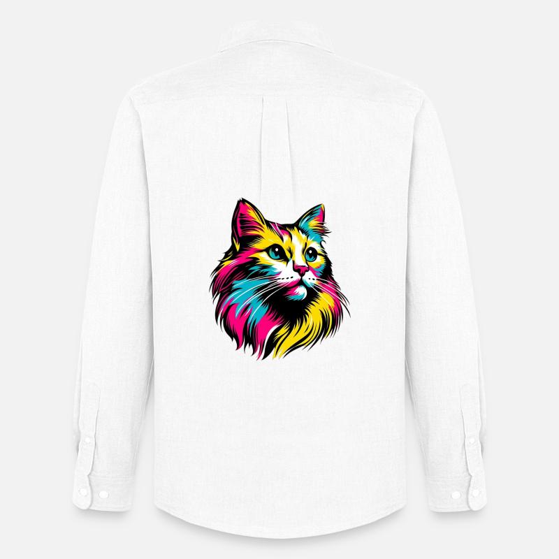 Katze - Männer Oxford Hemd von Stanley/Stella - Weiß