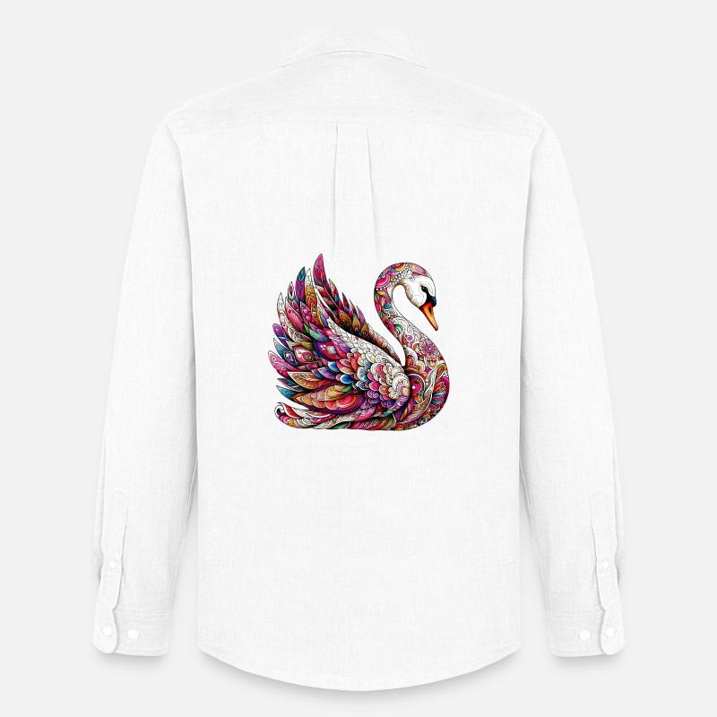 Schwan mit Mandalas verziert - Männer Oxford Hemd von Stanley/Stella - Weiß