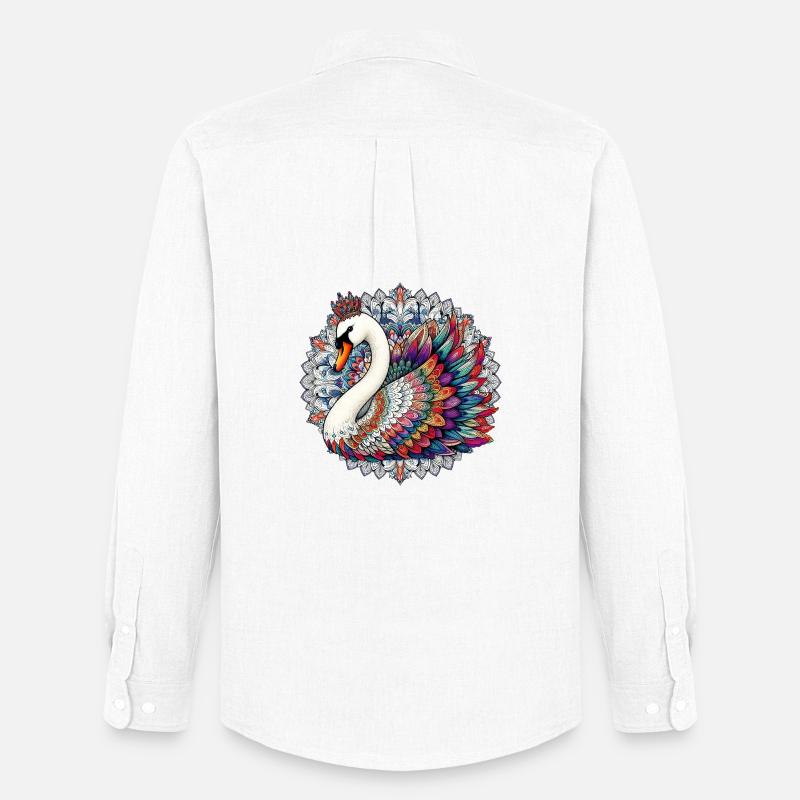 Schwan mit Mandalas verziert - Männer Oxford Hemd von Stanley/Stella - Weiß