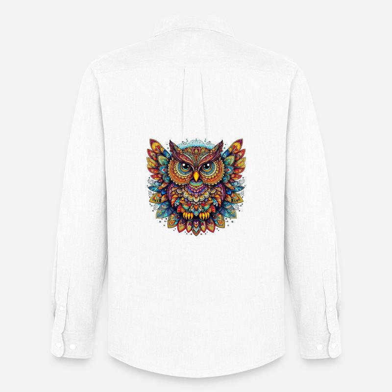 Eule mit Mandalas verziert - Männer Oxford Hemd von Stanley/Stella - Weiß