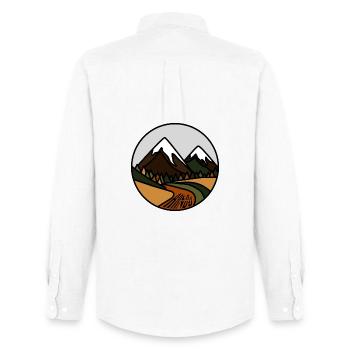 Snow-capped mountains and alpine valley - Men's Oxford Shirt by Stanley/Stella - white - Back - AI Model Male 185 dark (185cm)