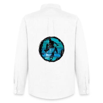 BMX Trick Silhouette - Men's Oxford Shirt by Stanley/Stella - white - Back - AI Model Male 185 dark (185cm)