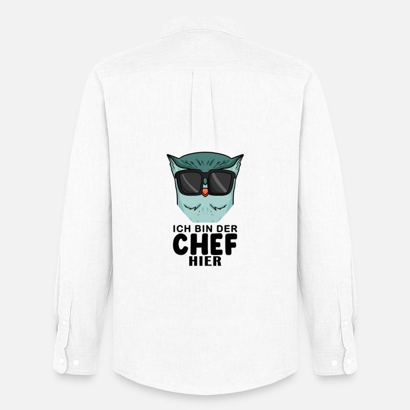 Chef Spruch mit Eule Motiv - Männer Oxford Hemd von Stanley/Stella - Weiß