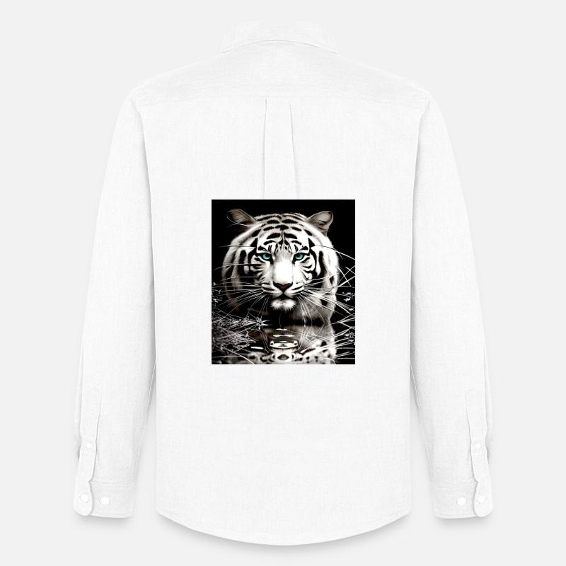 Weißer Tiger - Männer Oxford Hemd von Stanley/Stella - Weiß