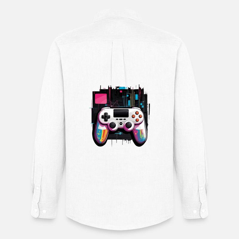 Gamer Controller - Männer Oxford Hemd von Stanley/Stella - Weiß