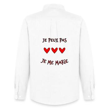 COUPLE. JUST MARRIED. EVJF. SAINT VALENTIN. MARIES - Chemise Oxford homme Stanley/Stella - blanc - Dos - AI Model Male 185 dark (185cm)