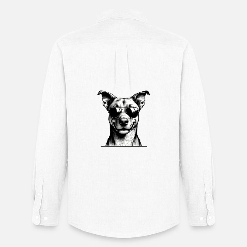 Hund mit Sonnenbrille Linienkunst - Männer Oxford Hemd von Stanley/Stella - Weiß